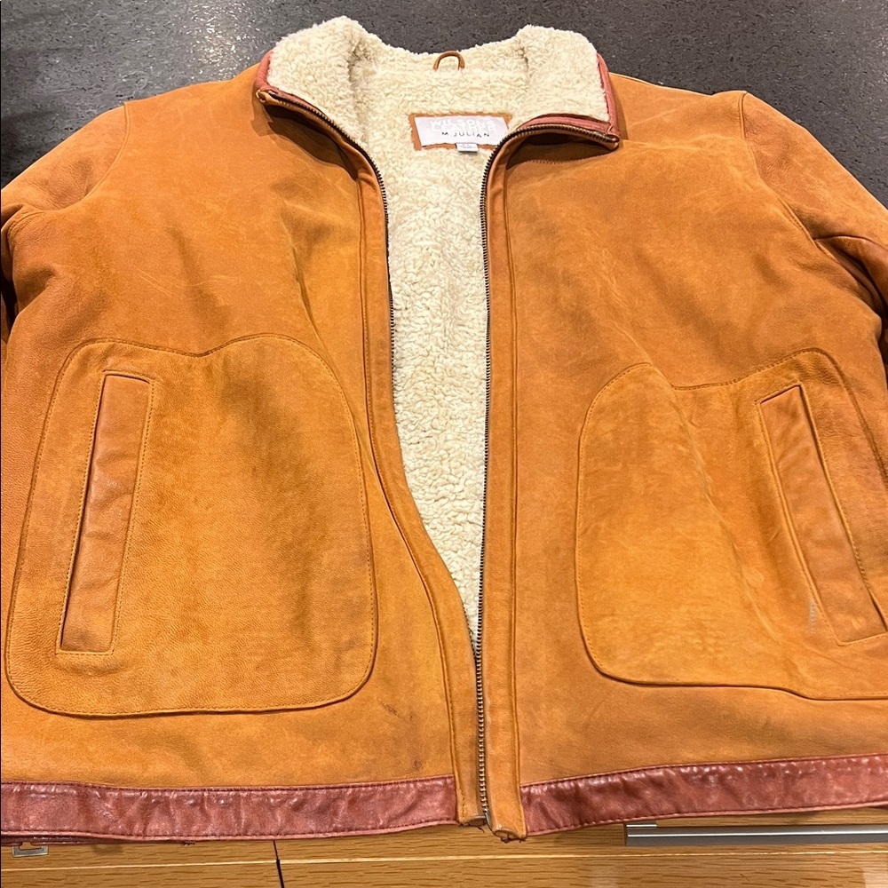 Vintage Wilsons Genuine Leather Tan Bomber Jacket with Shearling